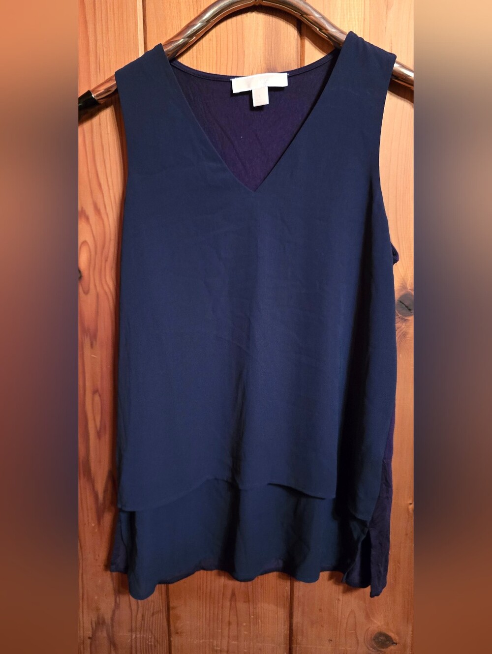 Michael Kors Navy Sleeveless V-Neck Layered Camisole